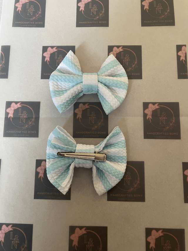 Blue & White Stripes Bows