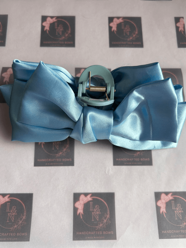 Baby Blue Satin Claw Clip