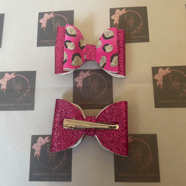 Pink &amp; Gold Leopard Print Bows