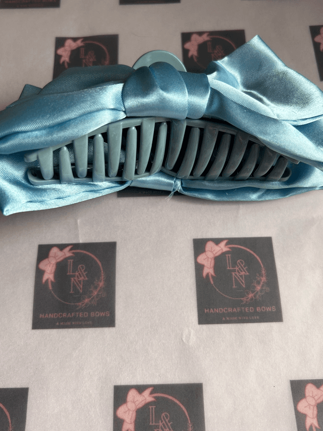Baby Blue Satin Claw Clip