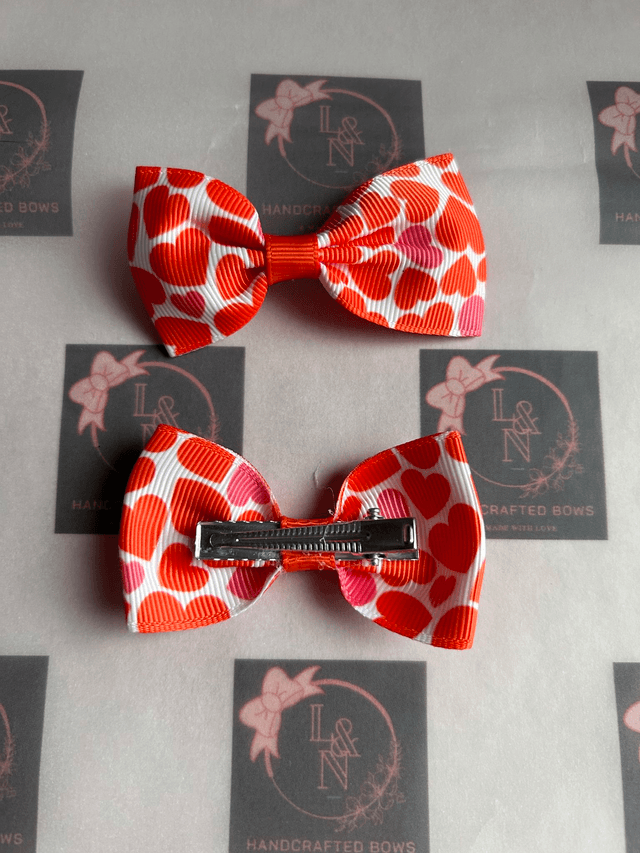 Red &amp; Pink Hearts Ribbon Bows