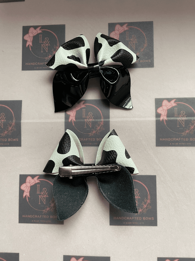 Cow Print Pinch Bow
